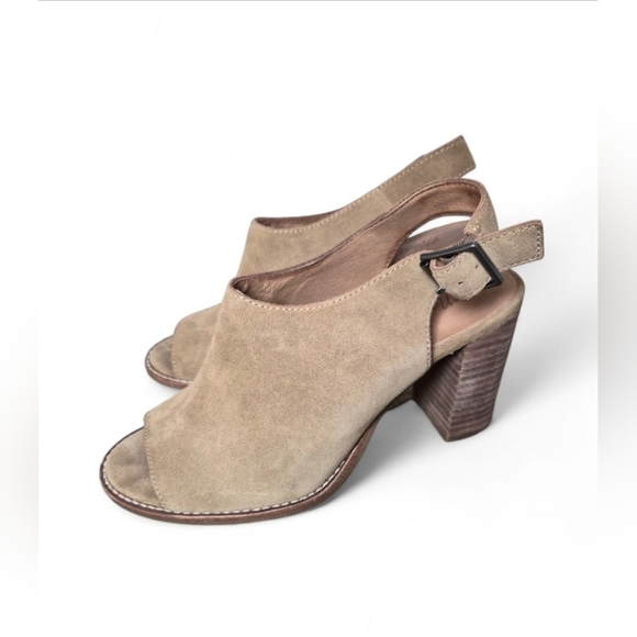 Madewell Cary Genuine Suede Leather  Sling Back Peep Toe Block Heel Sandals 7.5 - Picture 12 of 13